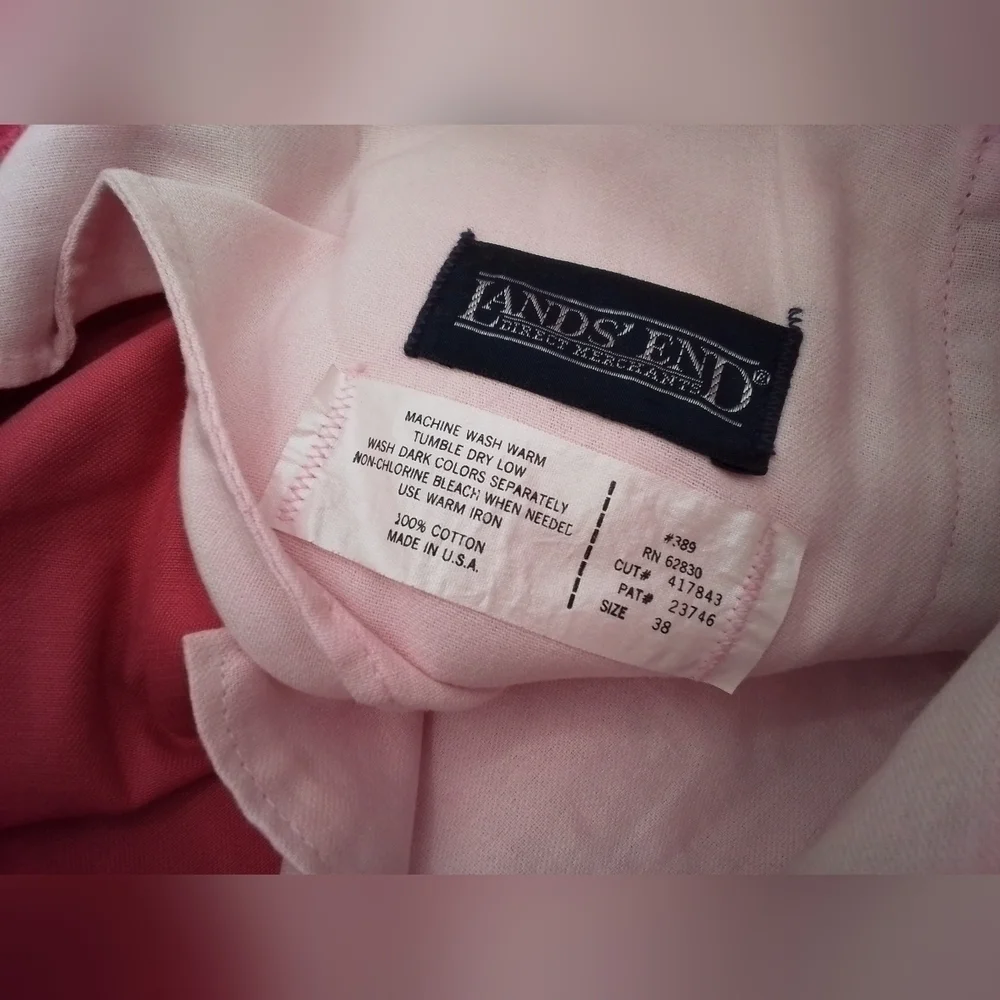 NWT Lands End Shorts Mens SZ 38 Chino Pleated RHUBARB PINK USA Vintage